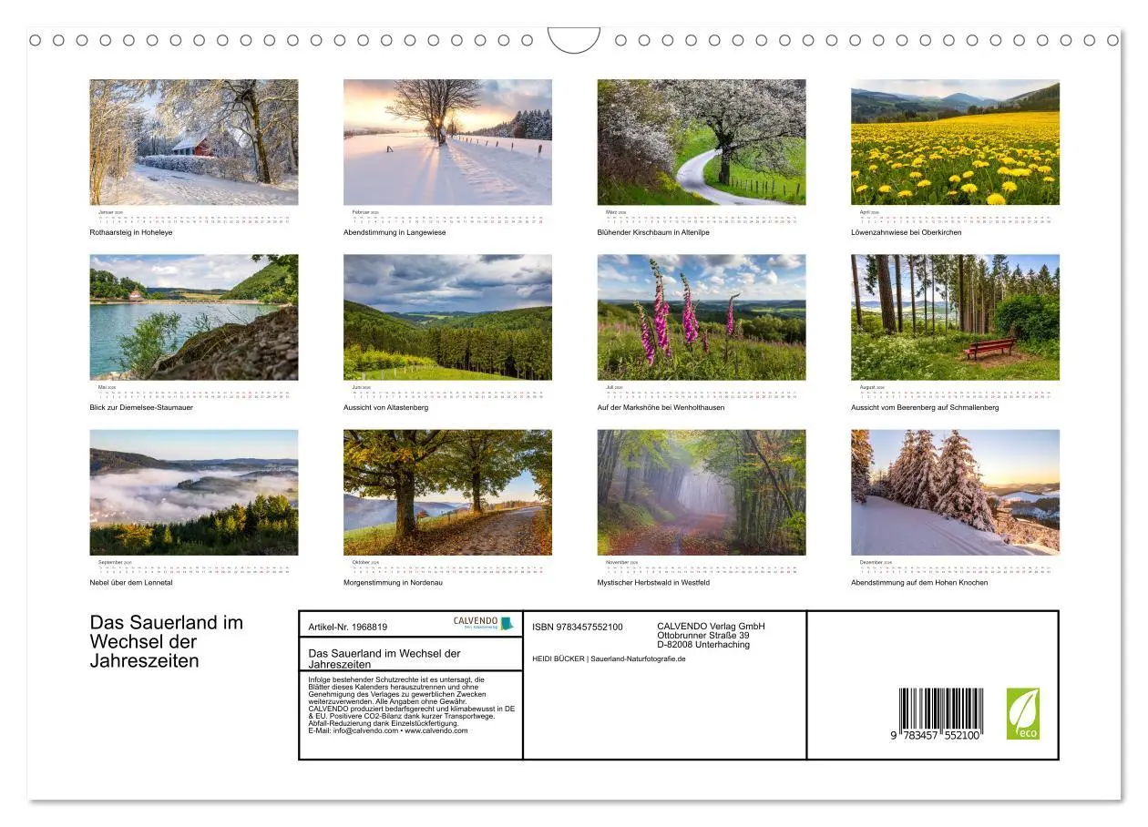 Bild: 9783457552100 | Das Sauerland im Wechsel der Jahreszeiten (Wandkalender 2026 DIN A3...