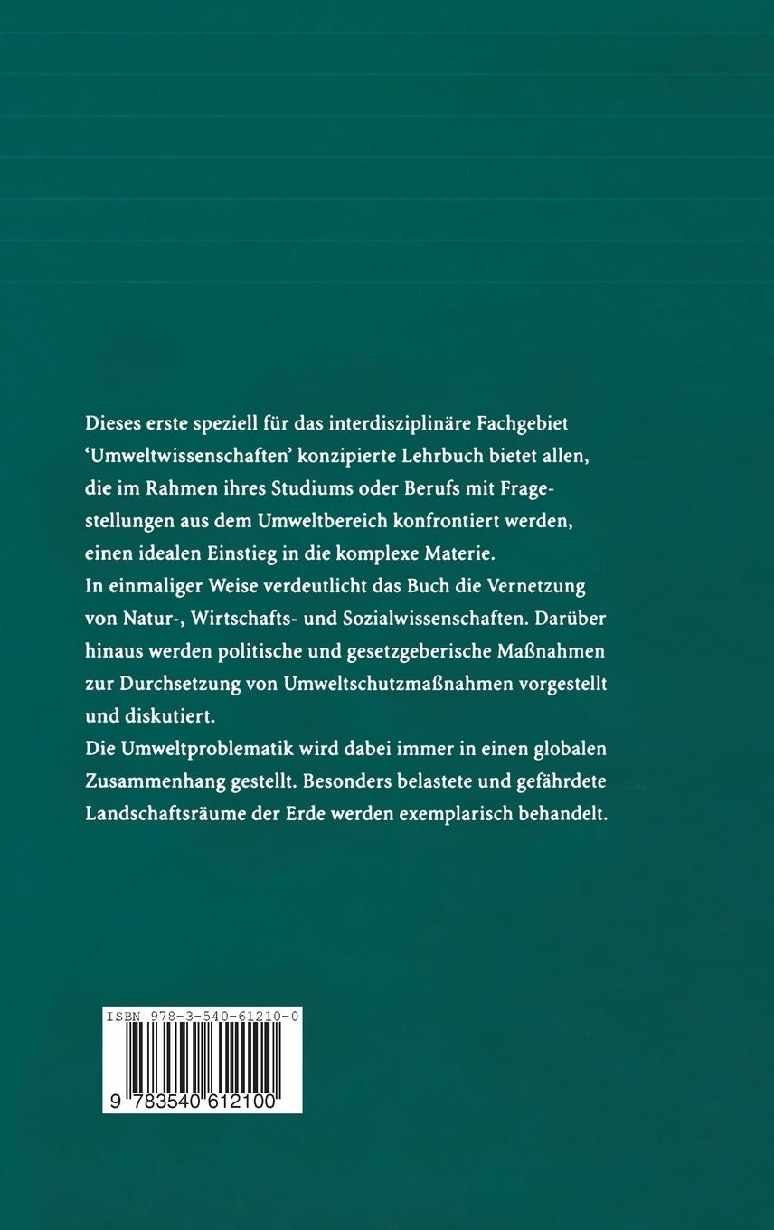 Rückseite: 9783540612100 | Umweltwissenschaften und Umweltmanagement | Timothy O'Riordan | Buch