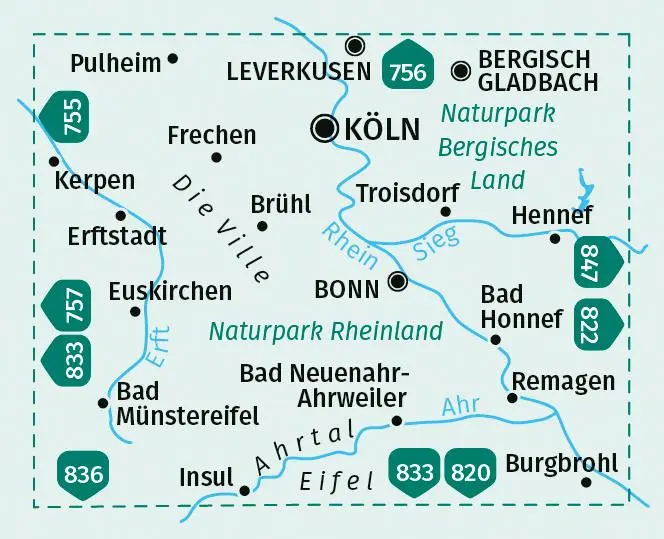 Bild: 9783991542100 | KOMPASS Wanderkarte 758 Köln, Brühl, Bonn, Ahrtal 1:50.000 | 2 Bde/Tle