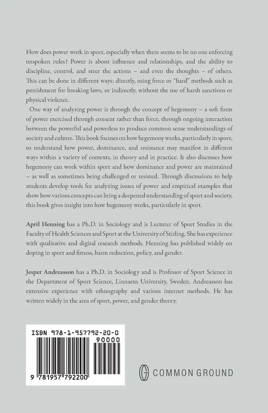 Rückseite: 9781957792200 | Hegemony and Sport | Power Through Culture in Theory and Practice
