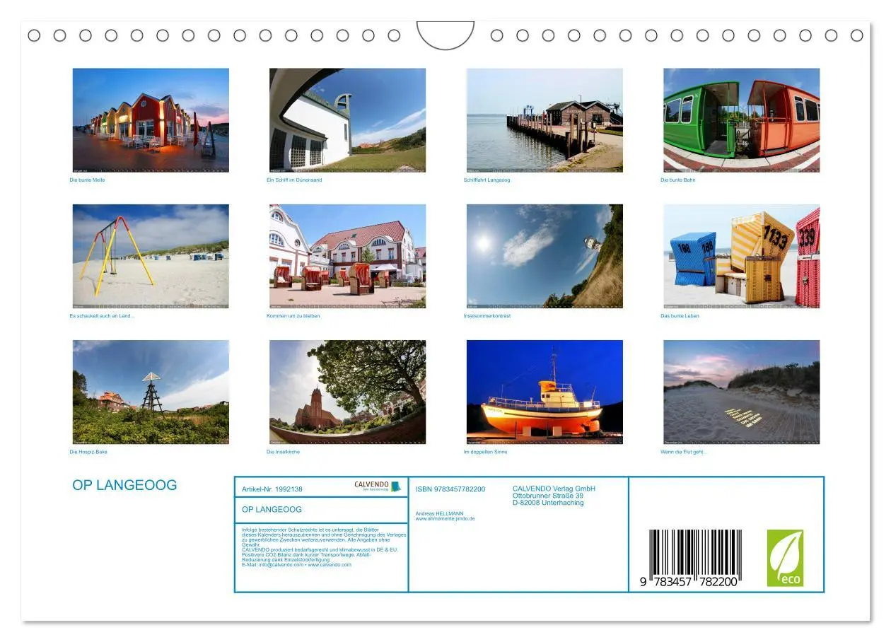 Bild: 9783457782200 | OP LANGEOOG (Wandkalender 2026 DIN A4 quer), CALVENDO Monatskalender