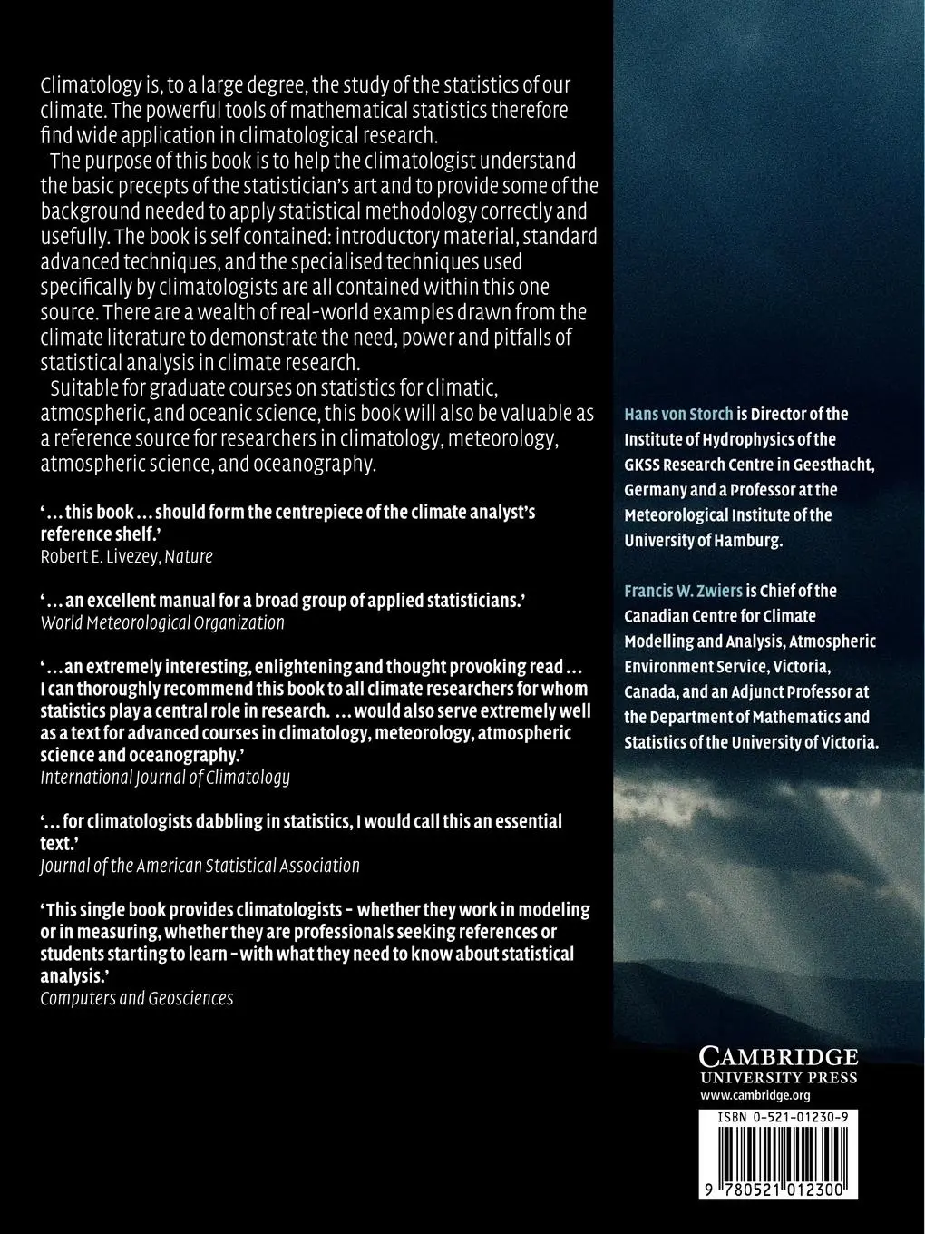 Rückseite: 9780521012300 | Statistical Analysis in Climate Research | Hans Von Storch (u. a.)