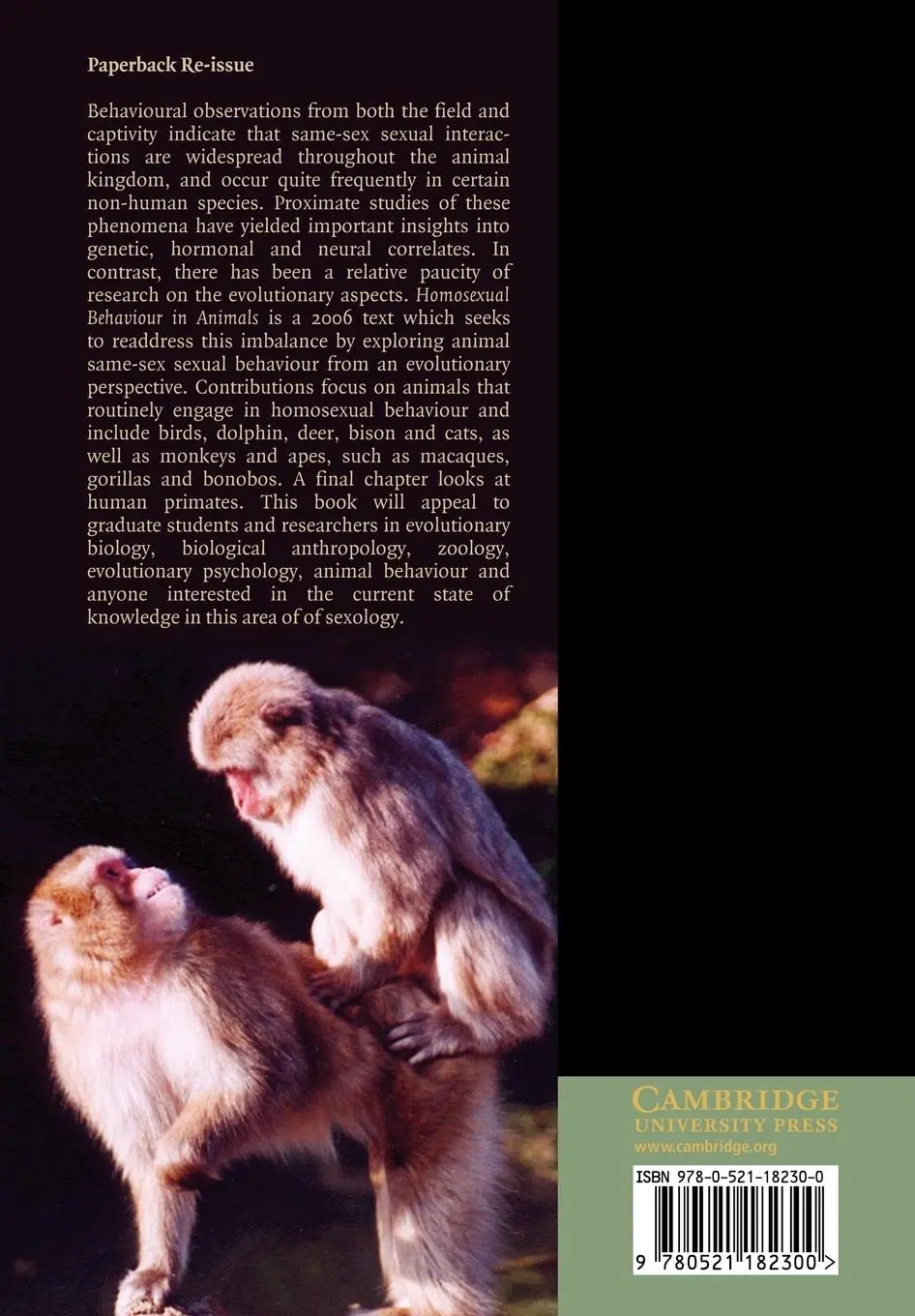 Rückseite: 9780521182300 | Homosexual Behaviour in Animals | An Evolutionary Perspective | Buch