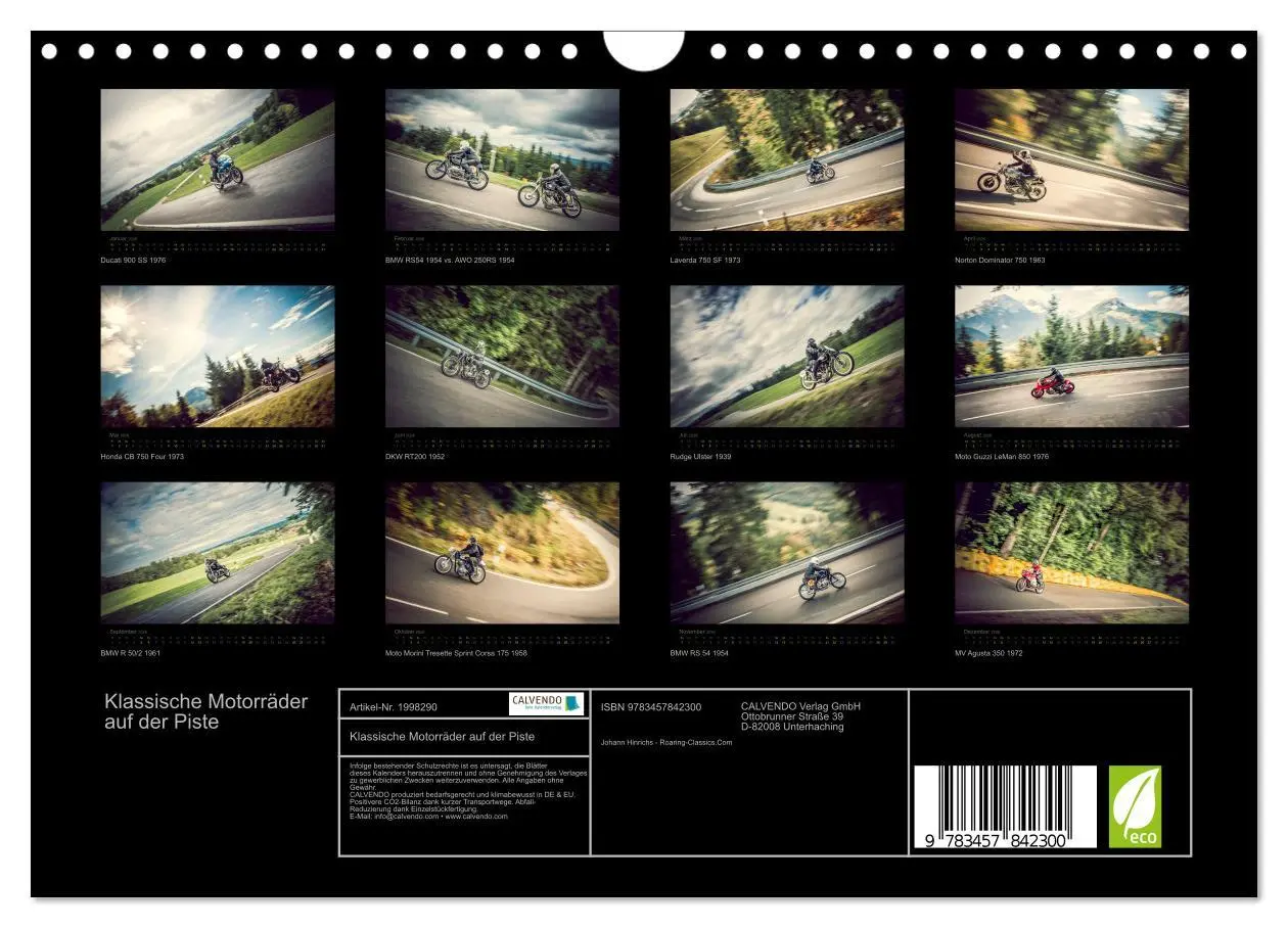 Bild: 9783457842300 | Klassische Motorräder auf der Piste (Wandkalender 2026 DIN A4...