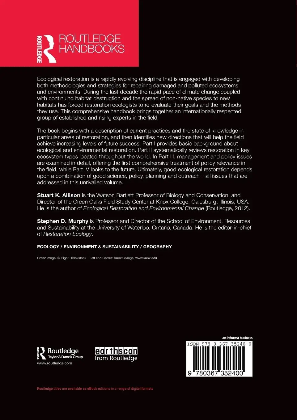 Rückseite: 9780367352400 | Routledge Handbook of Ecological and Environmental Restoration | Buch