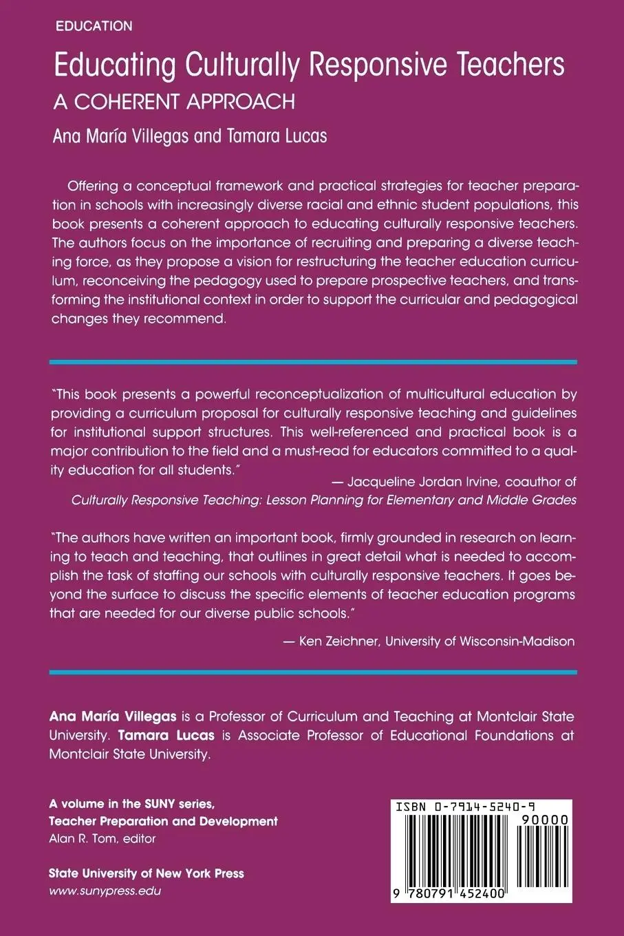 Rückseite: 9780791452400 | Educating Culturally Responsive Teachers | A Coherent Approach | Buch