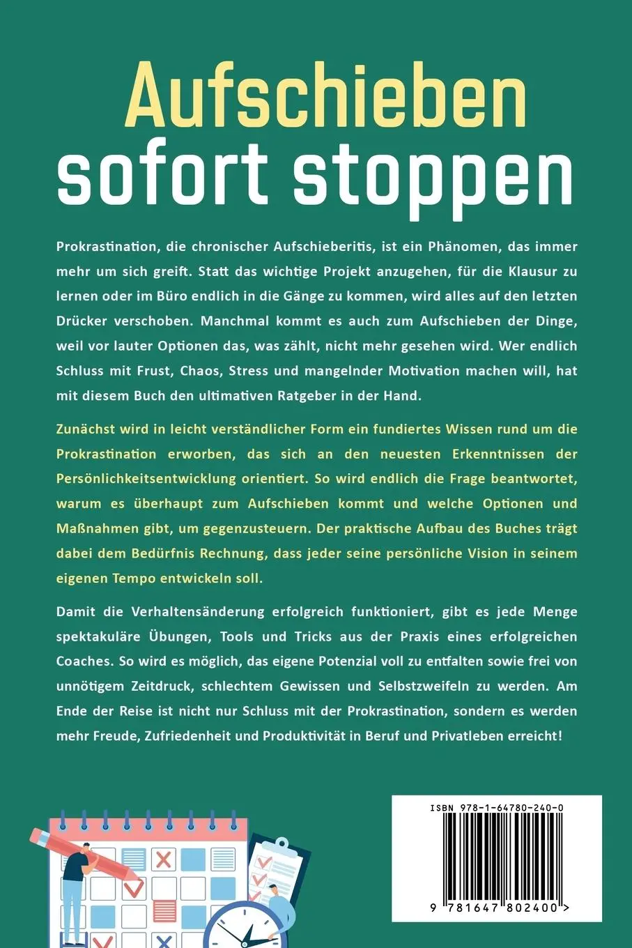 Rückseite: 9781647802400 | Aufschieben sofort stoppen | Patrick Drechsler | Taschenbuch | 2021