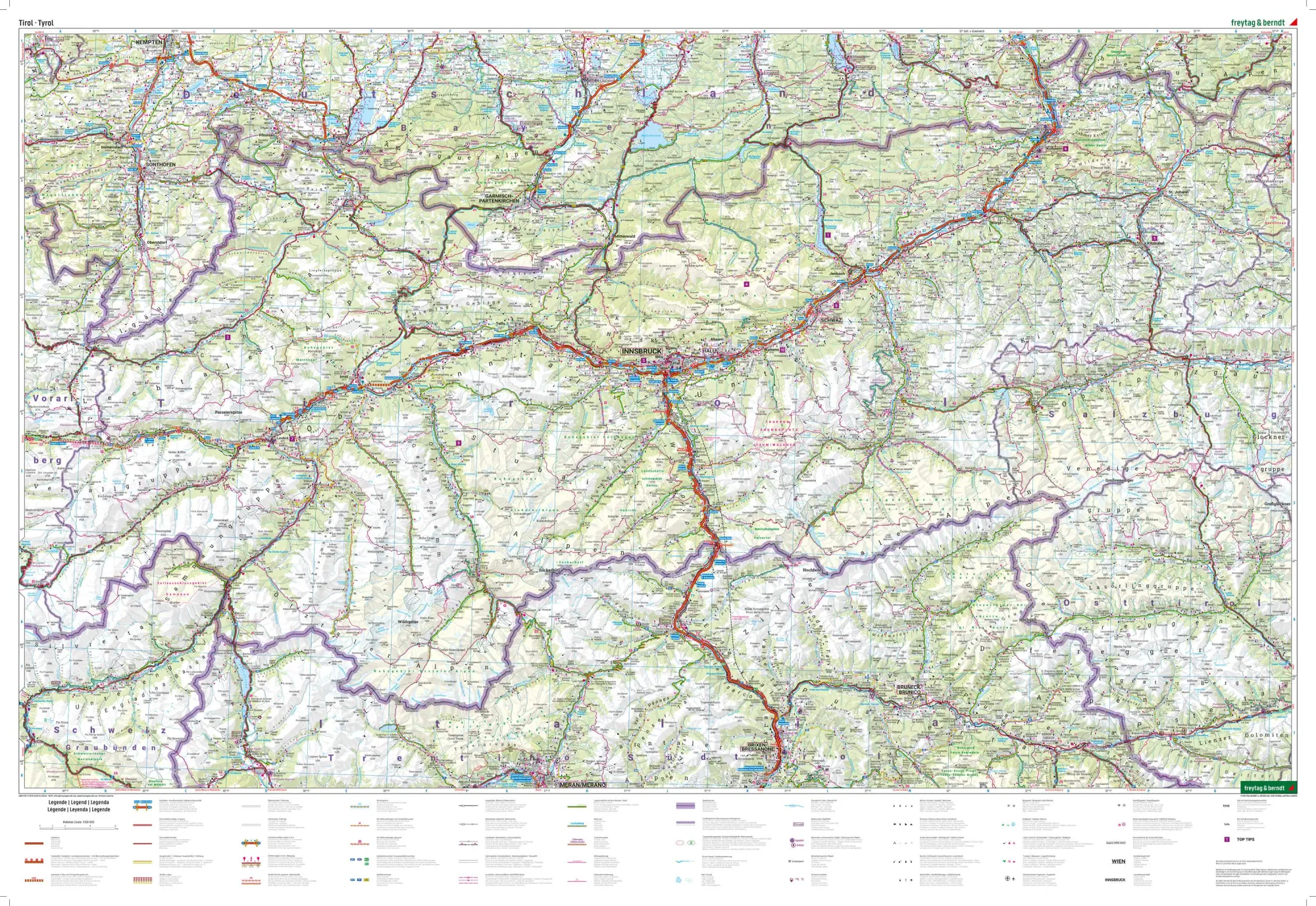 Bild: 9783707922400 | Tirol, Straßen- und Freizeitkarte 1:150.000, freytag &amp; berndt | Berndt