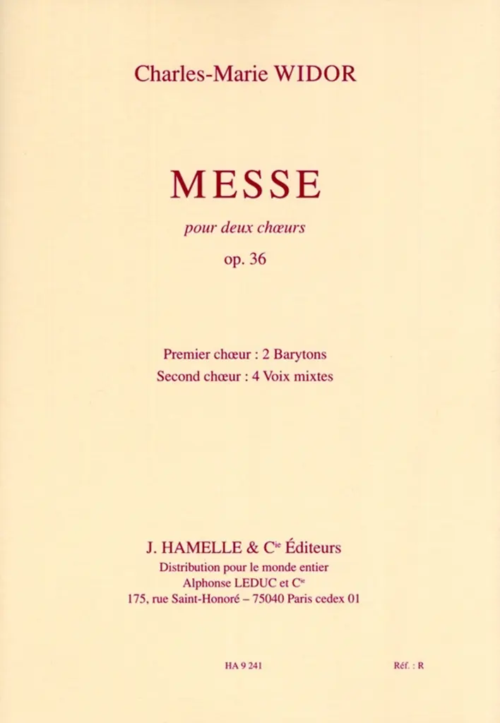 Cover: 9790230792400 | Mass, Op. 36 | Charles-Marie Widor | Buch | Hamelle