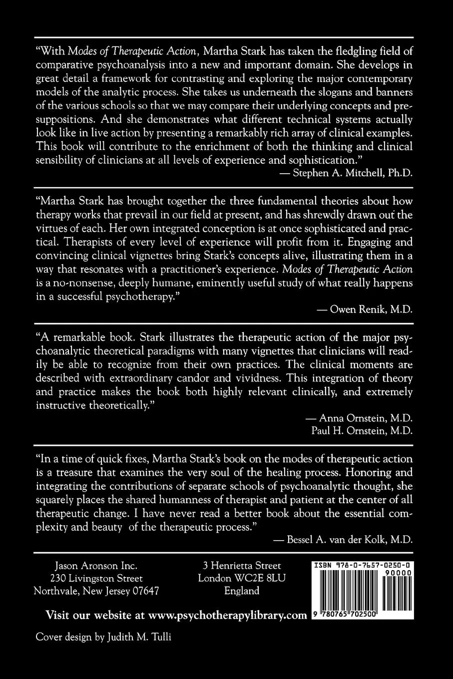 Rückseite: 9780765702500 | Modes of Therapeutic Action | Martha Stark | Taschenbuch | Englisch