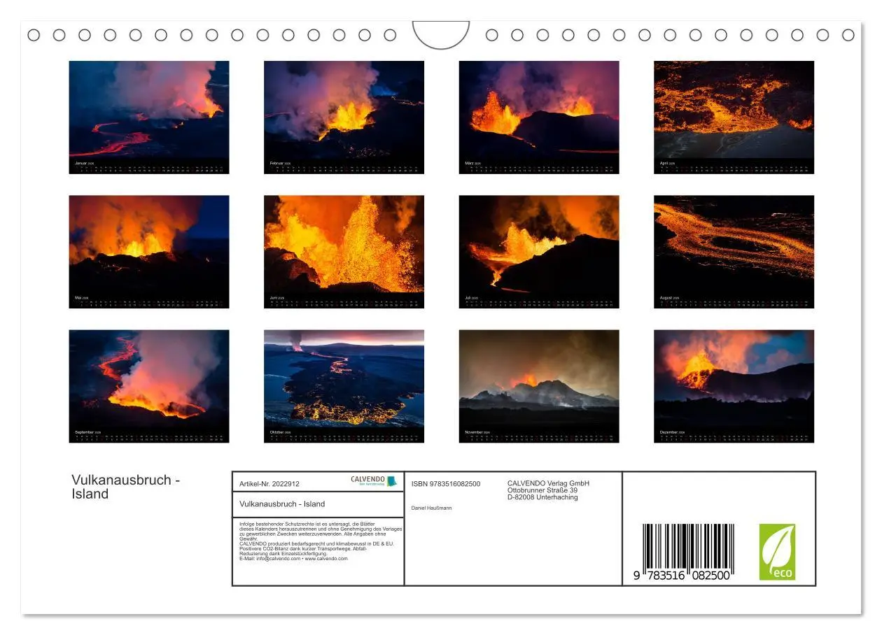 Bild: 9783516082500 | Vulkanausbruch - Island (Wandkalender 2026 DIN A4 quer), CALVENDO...