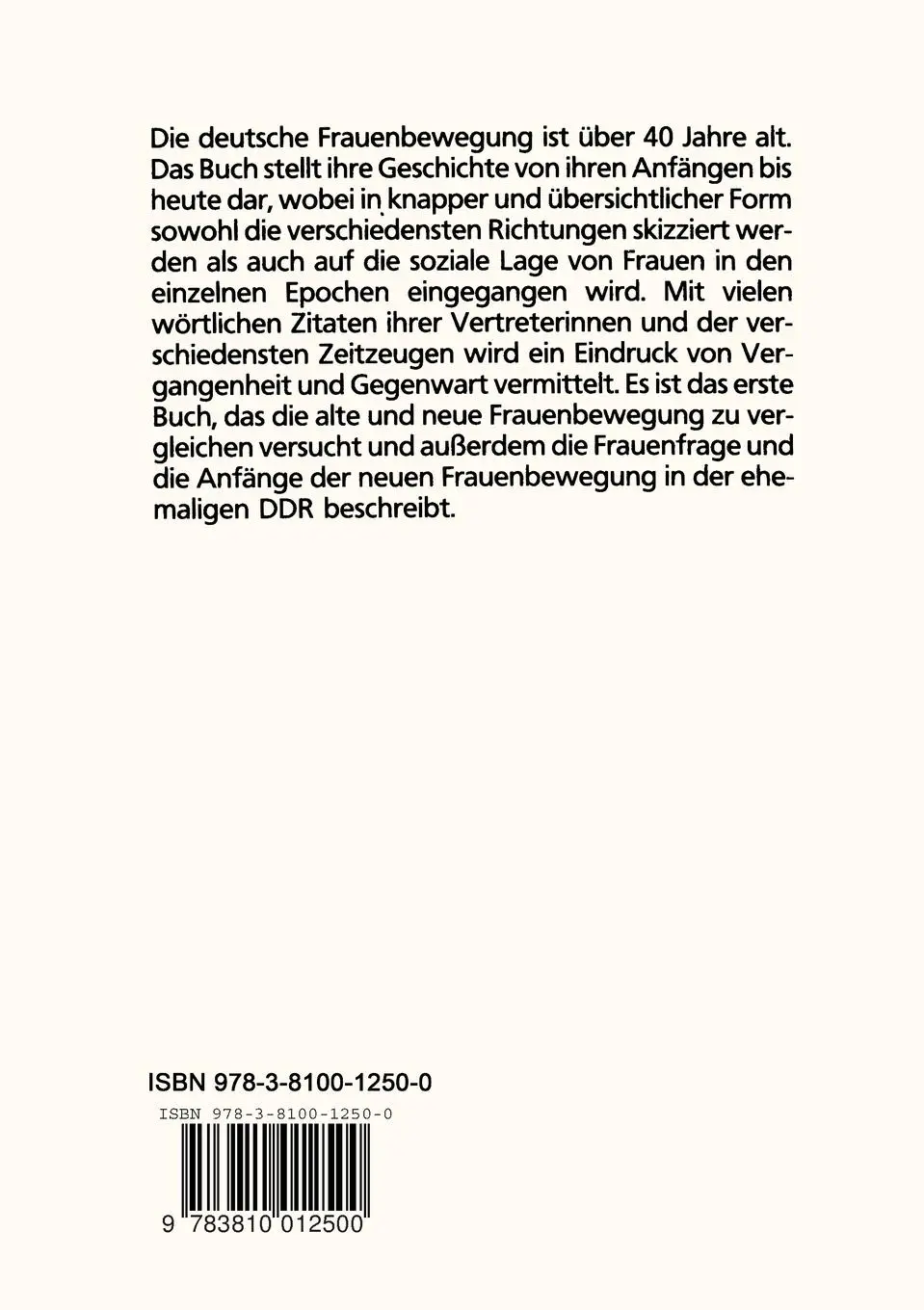 Rückseite: 9783810012500 | Die Geschichte der Frauenbewegung in Deutschland | Rosemarie Nave-Herz