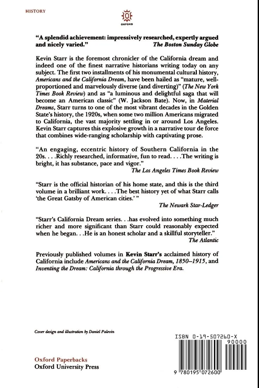Rückseite: 9780195072600 | Material Dreams | Southern California Through the 1920s | Kevin Starr