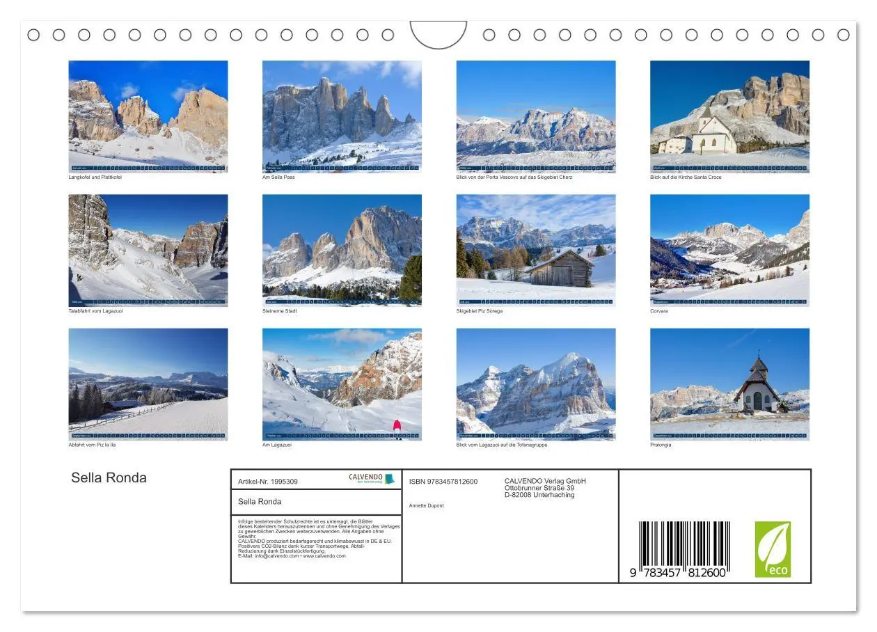 Bild: 9783457812600 | Sella Ronda (Wandkalender 2026 DIN A4 quer), CALVENDO Monatskalender