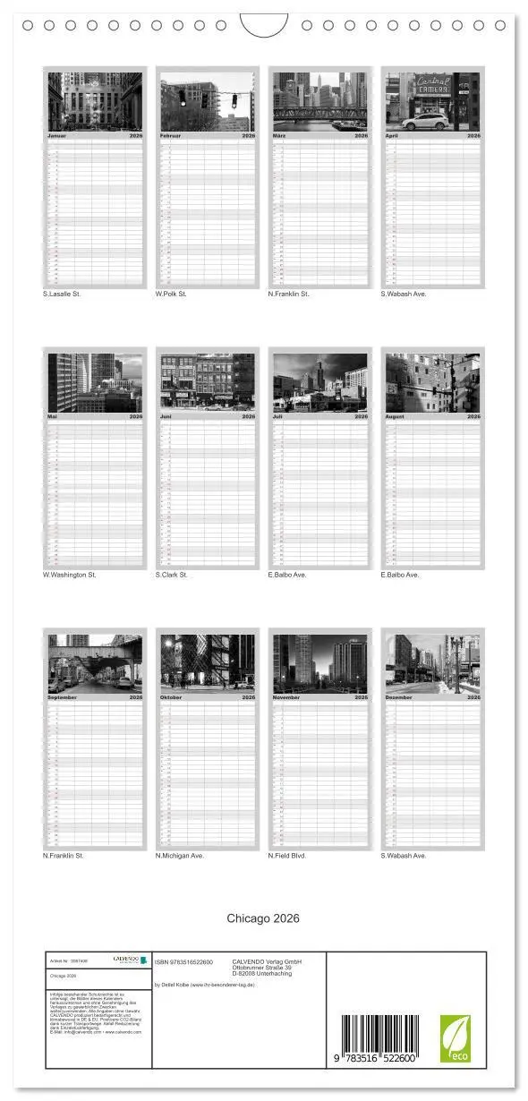 Bild: 9783516522600 | Familienplaner 2026 - Chicago 2026 mit 5 Spalten (Wandkalender, 21...