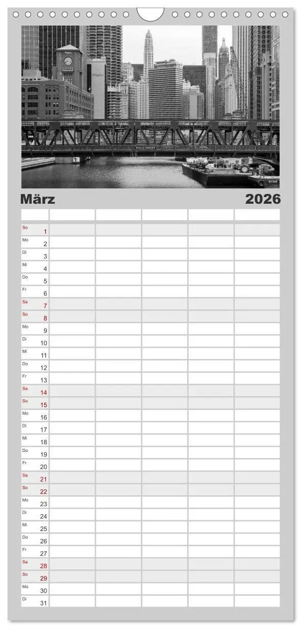 Bild: 9783516522600 | Familienplaner 2026 - Chicago 2026 mit 5 Spalten (Wandkalender, 21...