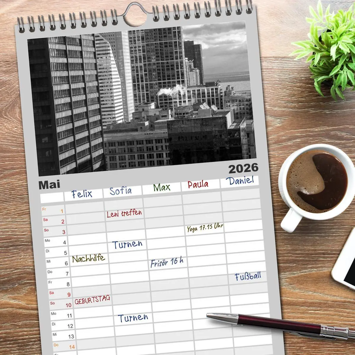Bild: 9783516522600 | Familienplaner 2026 - Chicago 2026 mit 5 Spalten (Wandkalender, 21...