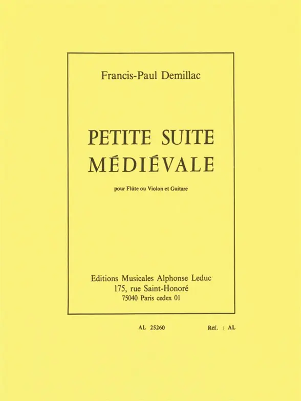 Cover: 9790046252600 | Petite suite médiévale pour flûte et guitare | Francis-Paul Demillac