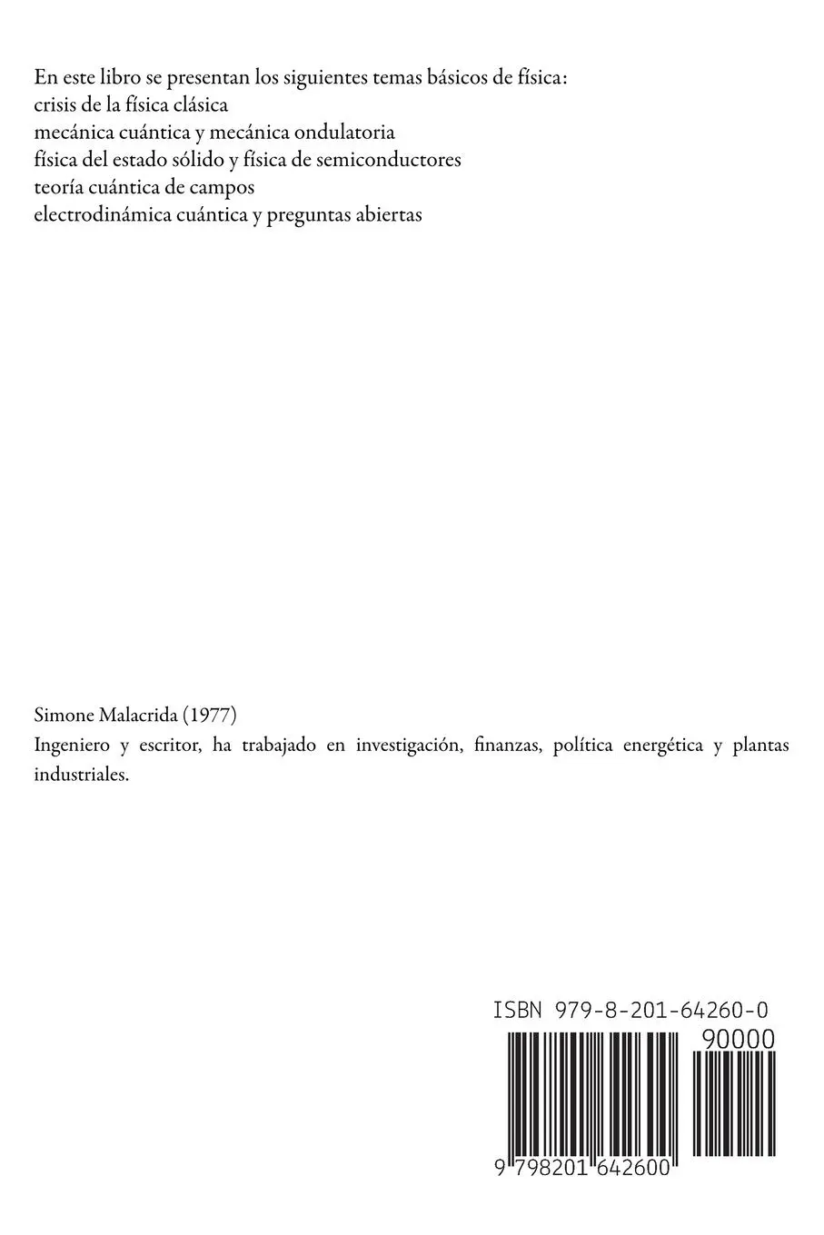 Rückseite: 9798201642600 | Introducción a la Física Cuántica | Simone Malacrida | Taschenbuch