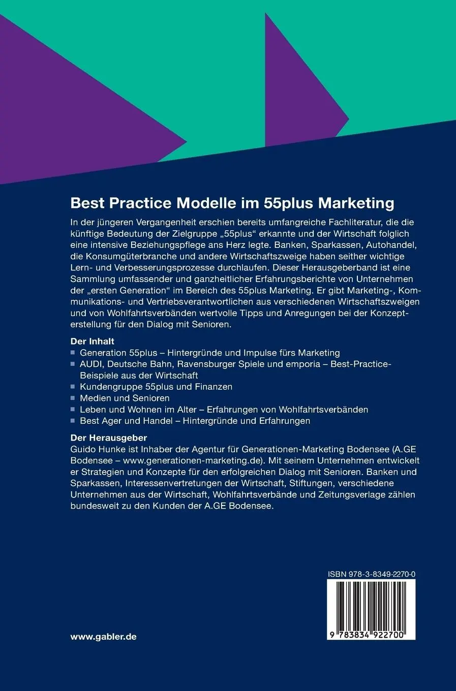 Rückseite: 9783834922700 | Best Practice Modelle im 55plus Marketing | Guido Hunke | Buch | 2010