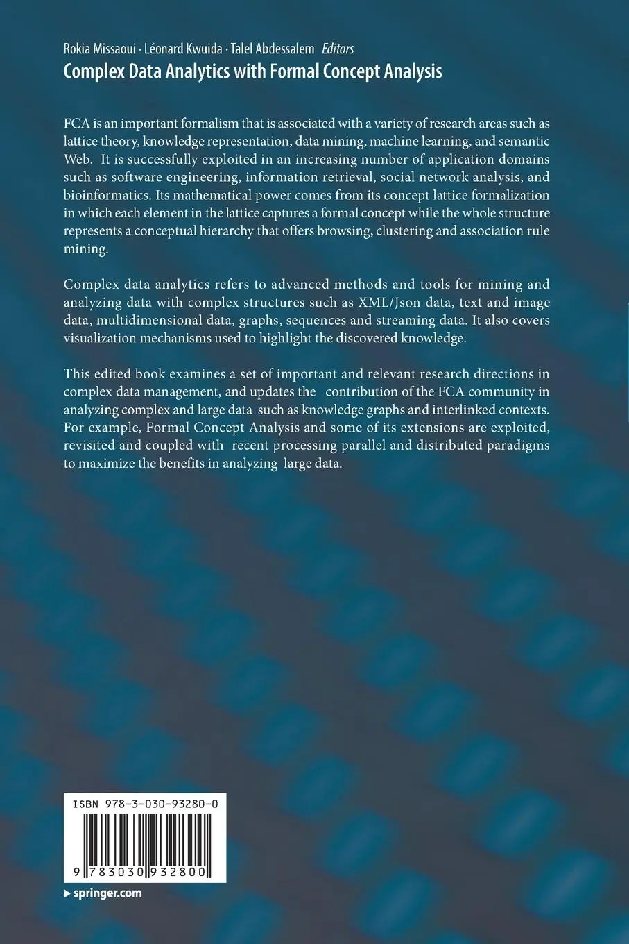 Rückseite: 9783030932800 | Complex Data Analytics with Formal Concept Analysis | Missaoui (u. a.)