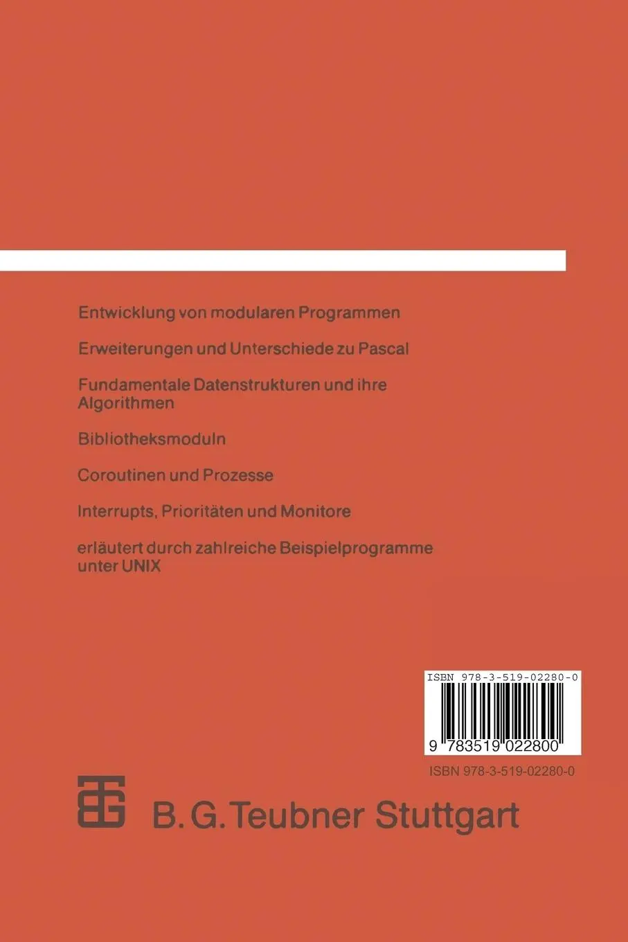 Rückseite: 9783519022800 | Programmierung in Modula-2 | Joachim Lutz (u. a.) | Taschenbuch | 1989