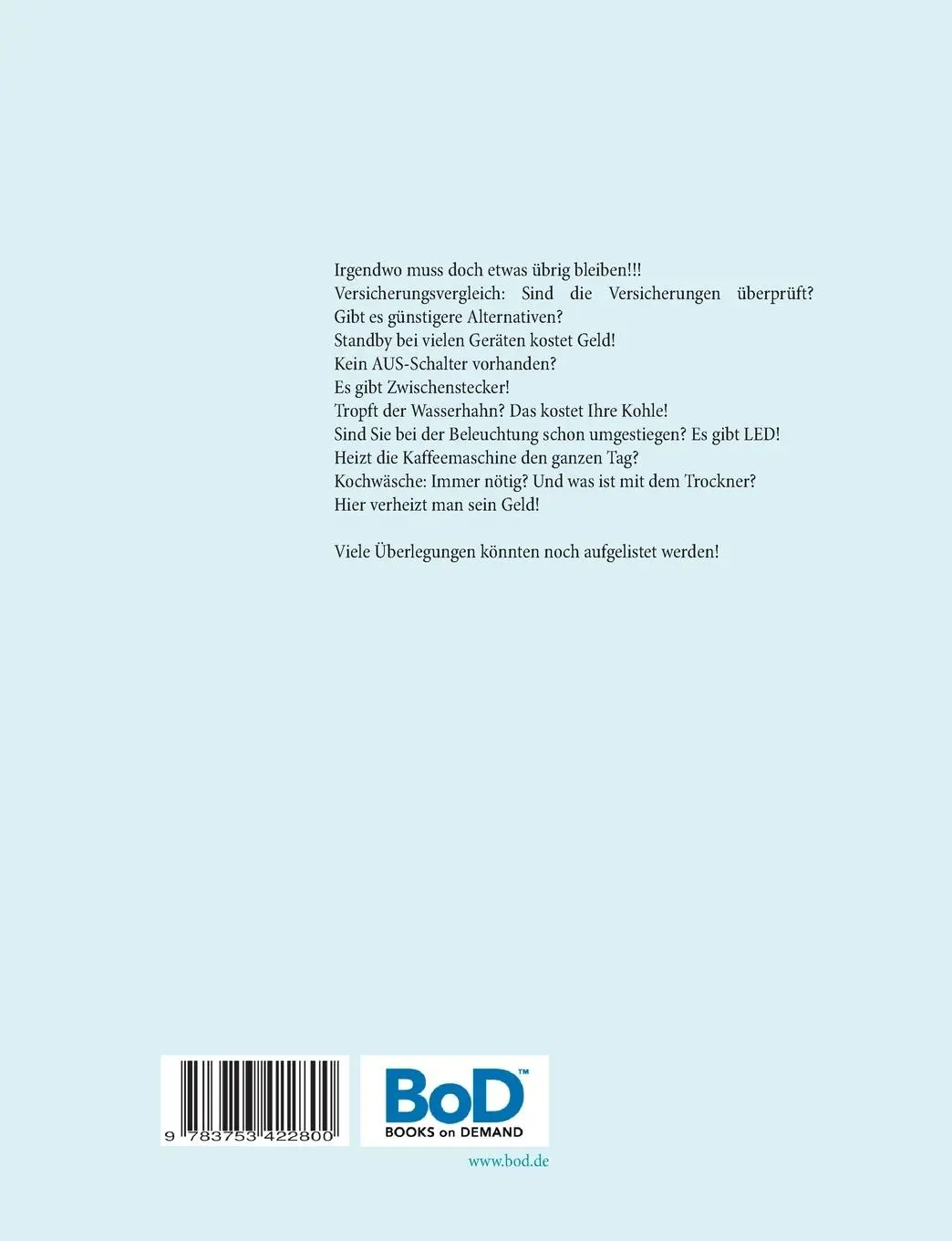 Rückseite: 9783753422800 | Unser Haushaltsbuch | Uwe H. Sültz (u. a.) | Taschenbuch | 80 S.
