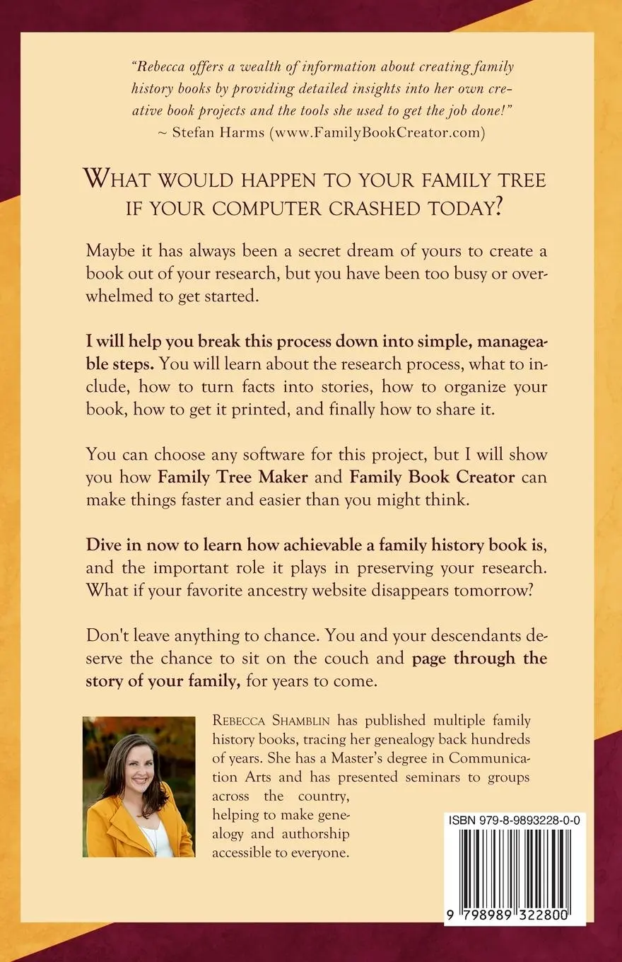 Rückseite: 9798989322800 | Leaving a Legacy | Turn Your Family Tree into a Family Book | Shamblin