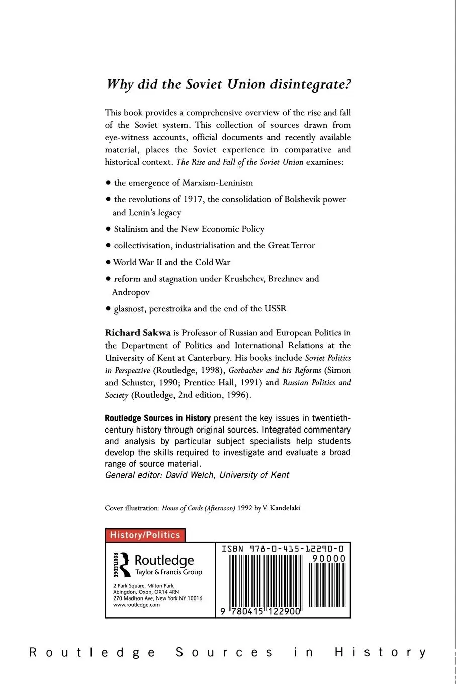Rückseite: 9780415122900 | The Rise and Fall of the Soviet Union | Richard Sakwa | Taschenbuch
