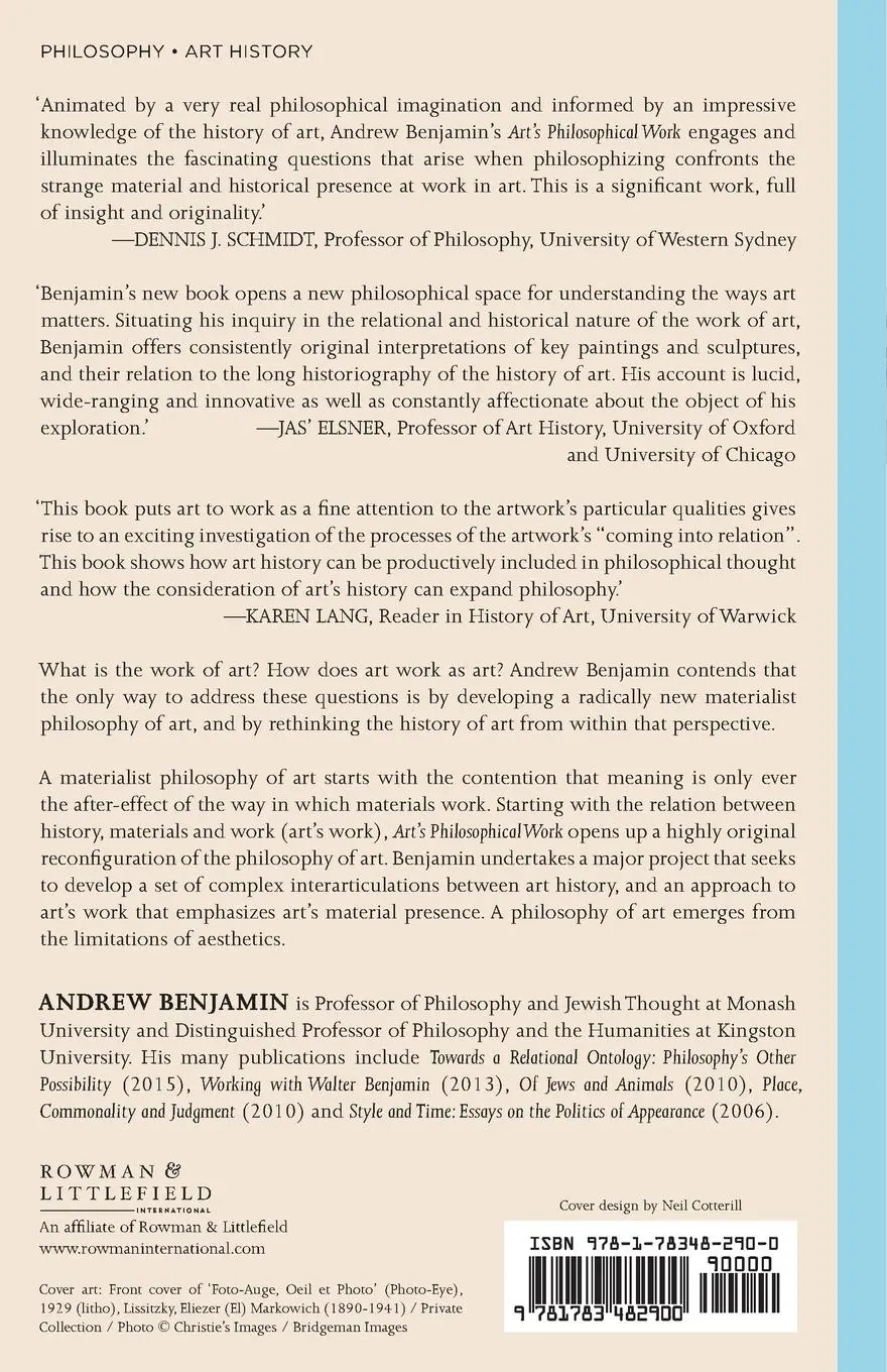 Rückseite: 9781783482900 | Art's Philosophical Work | Andrew Benjamin | Taschenbuch | Englisch