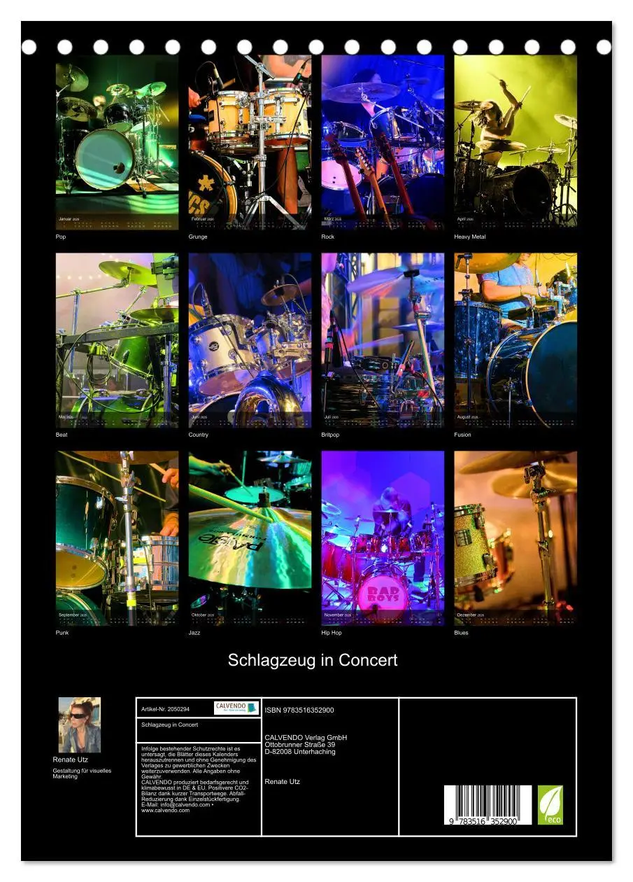 Bild: 9783516352900 | Schlagzeug in Concert (Tischkalender 2026 DIN A5 hoch), CALVENDO...