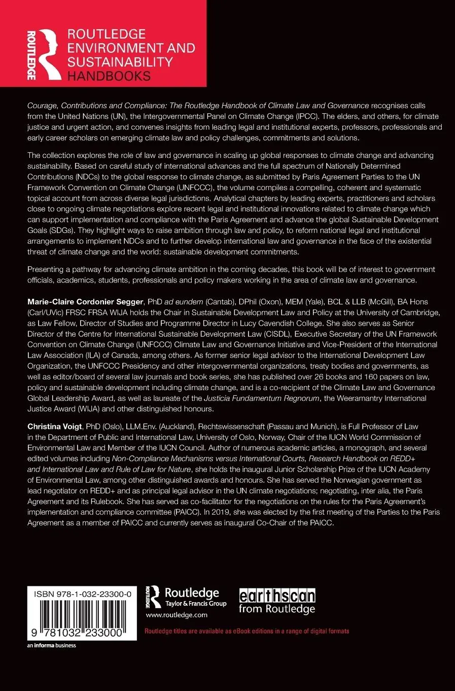 Rückseite: 9781032233000 | Routledge Handbook of Climate Law and Governance | Segger (u. a.)