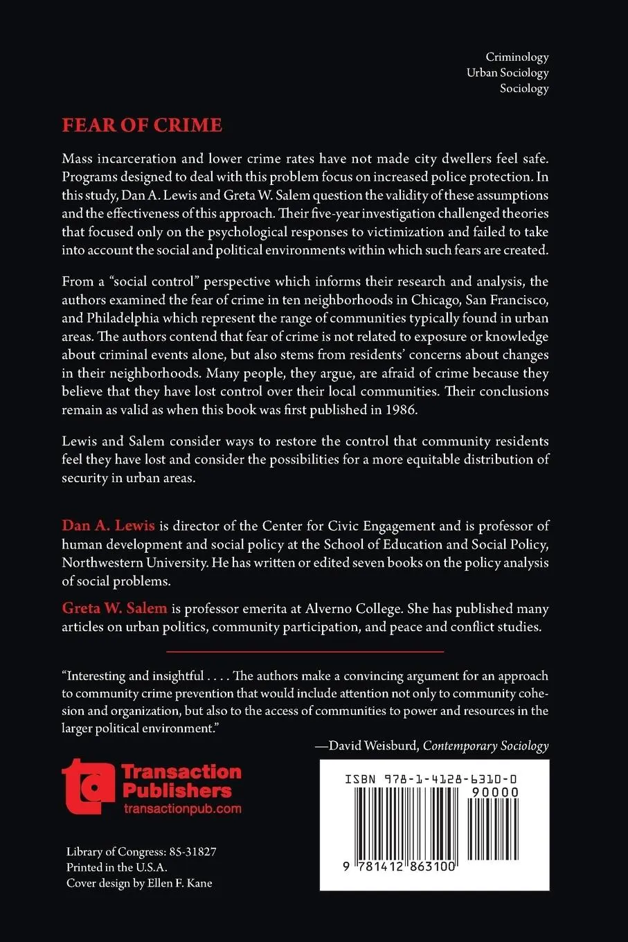 Rückseite: 9781412863100 | Fear of Crime | Incivility and the Production of a Social Problem