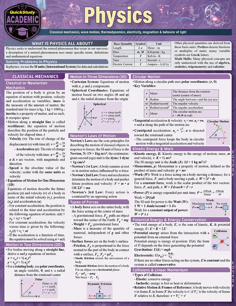 Cover: 9781423203100 | Physics | Laminated QuickStudy Reference Guide | Eric Hines (u. a.)
