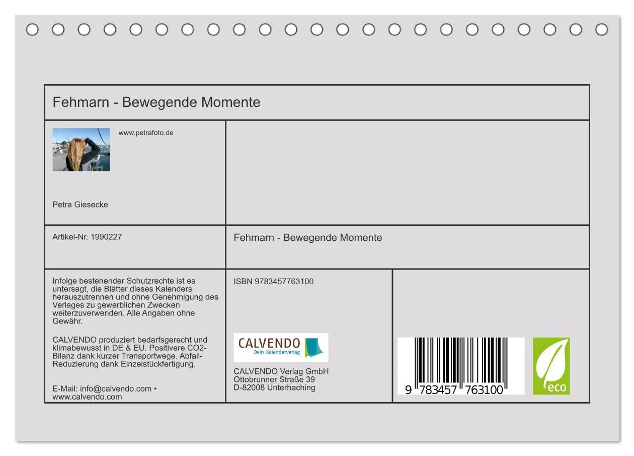 Bild: 9783457763100 | Fehmarn - Bewegende Momente (Tischkalender 2026 DIN A5 quer),...