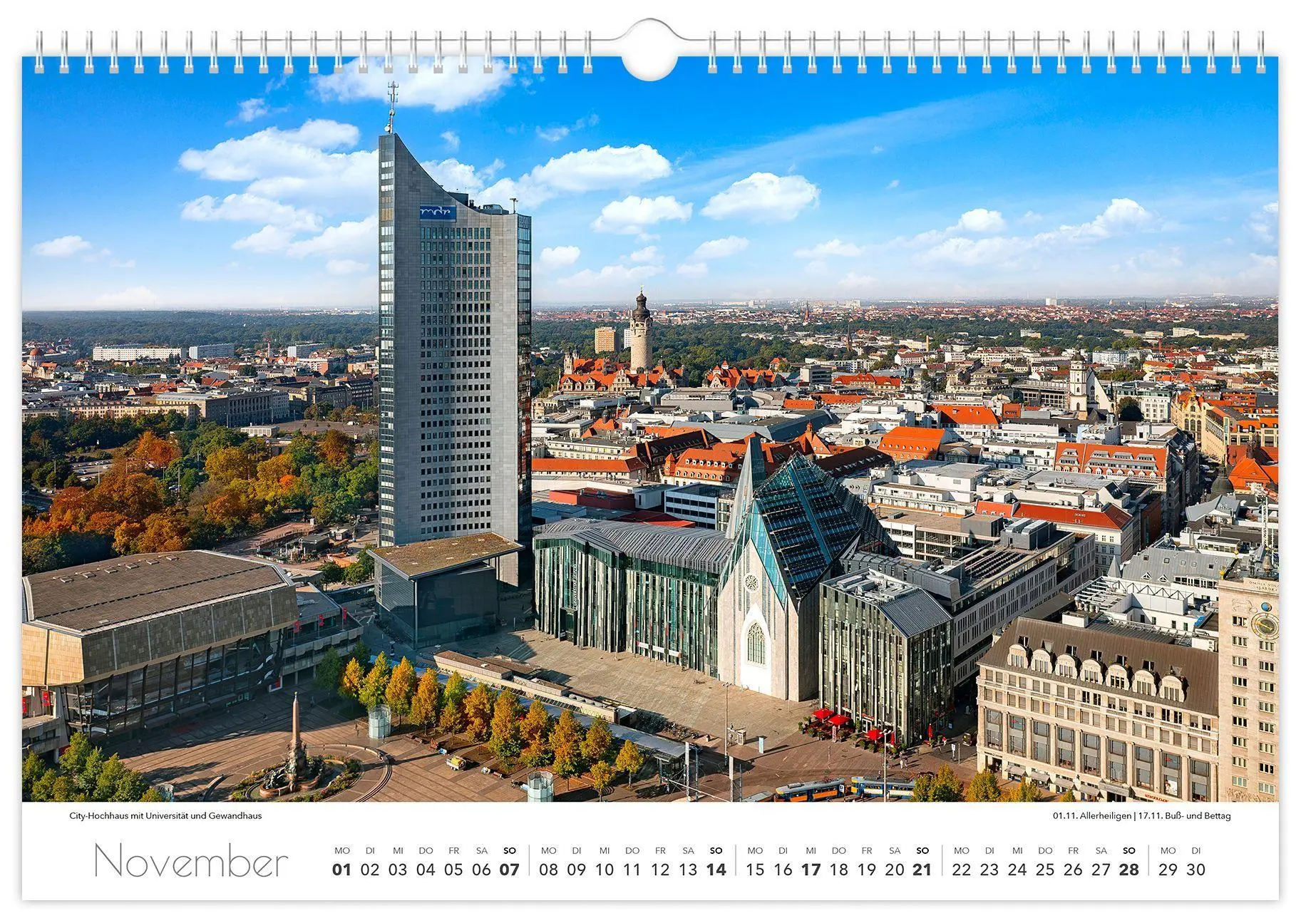 Bild: 9783912303100 | Kalender Leipzig 2027 | 45 x 30 cm weißes Kalendarium | Peter Schubert