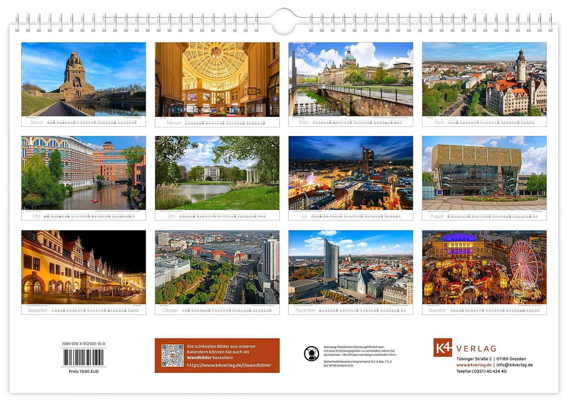 Bild: 9783912303100 | Kalender Leipzig 2027 | 45 x 30 cm weißes Kalendarium | Peter Schubert