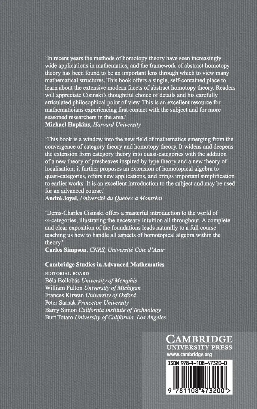 Rückseite: 9781108473200 | Higher Categories and Homotopical Algebra | Denis-Charles Cisinski