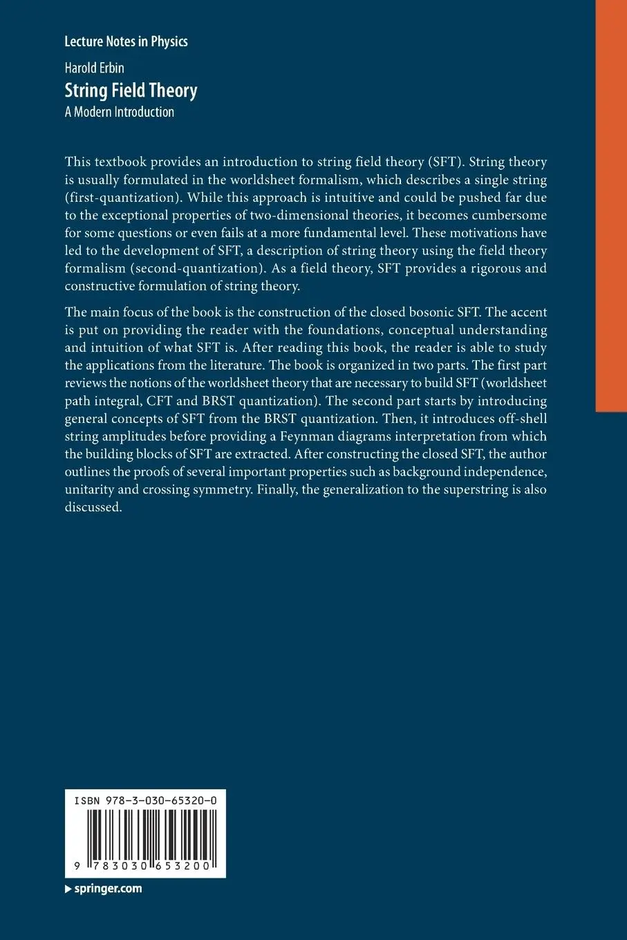 Rückseite: 9783030653200 | String Field Theory | A Modern Introduction | Harold Erbin | Buch