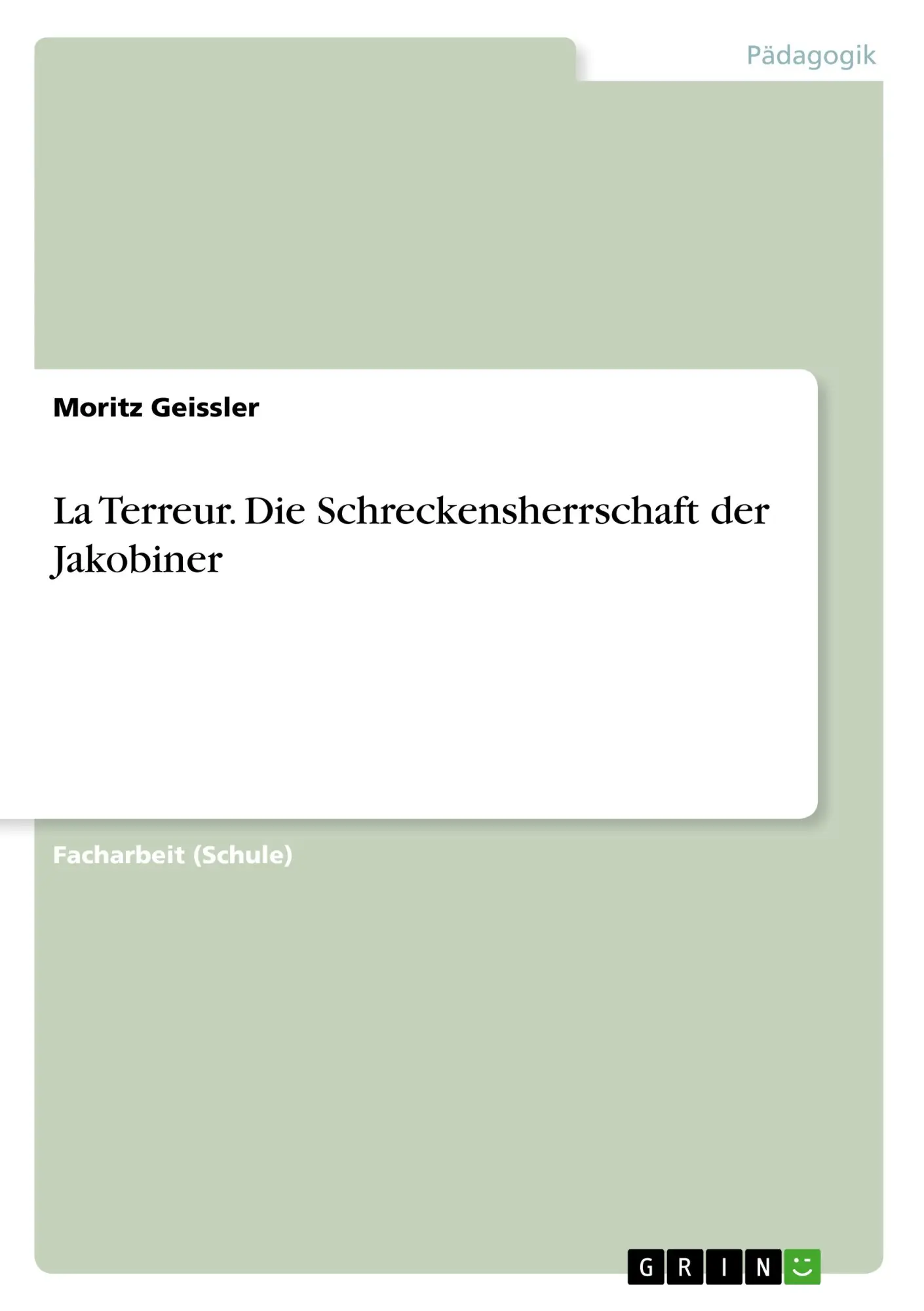 Cover: 9783668863200 | La Terreur. Die Schreckensherrschaft der Jakobiner | Moritz Geissler