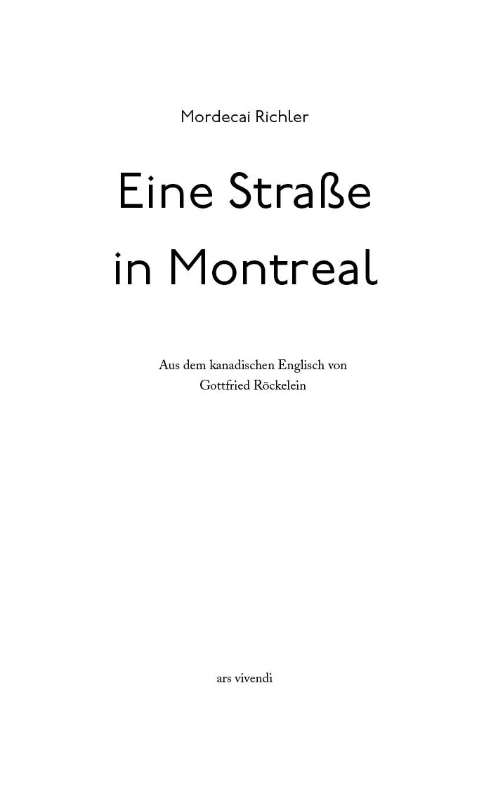 Bild: 9783747203200 | Eine Straße in Montreal | Mordecai Richler | Buch | 190 S. | Deutsch