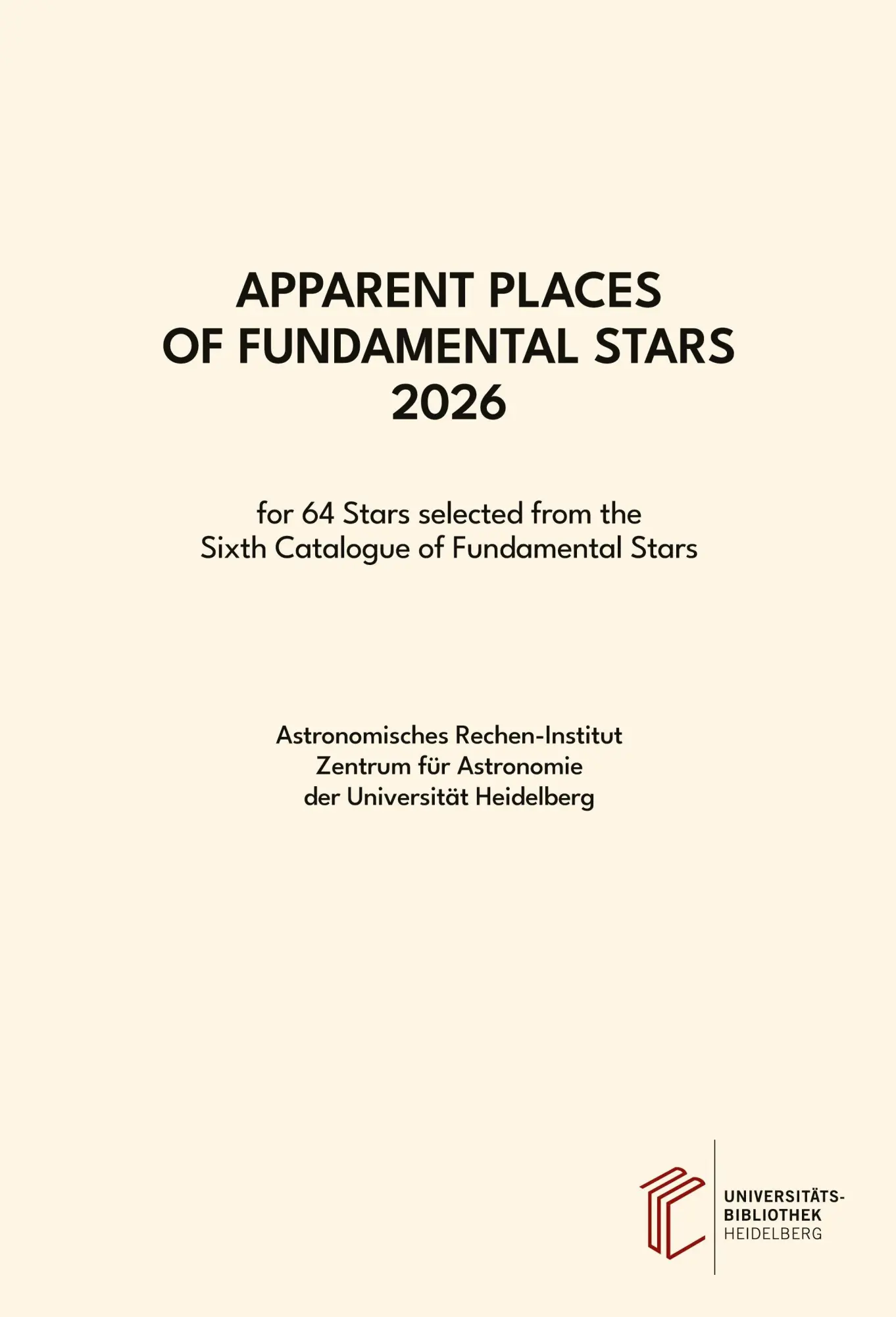 Cover: 9783947733200 | Apparent Places of Fundamental Stars ... / Apparent Places of...