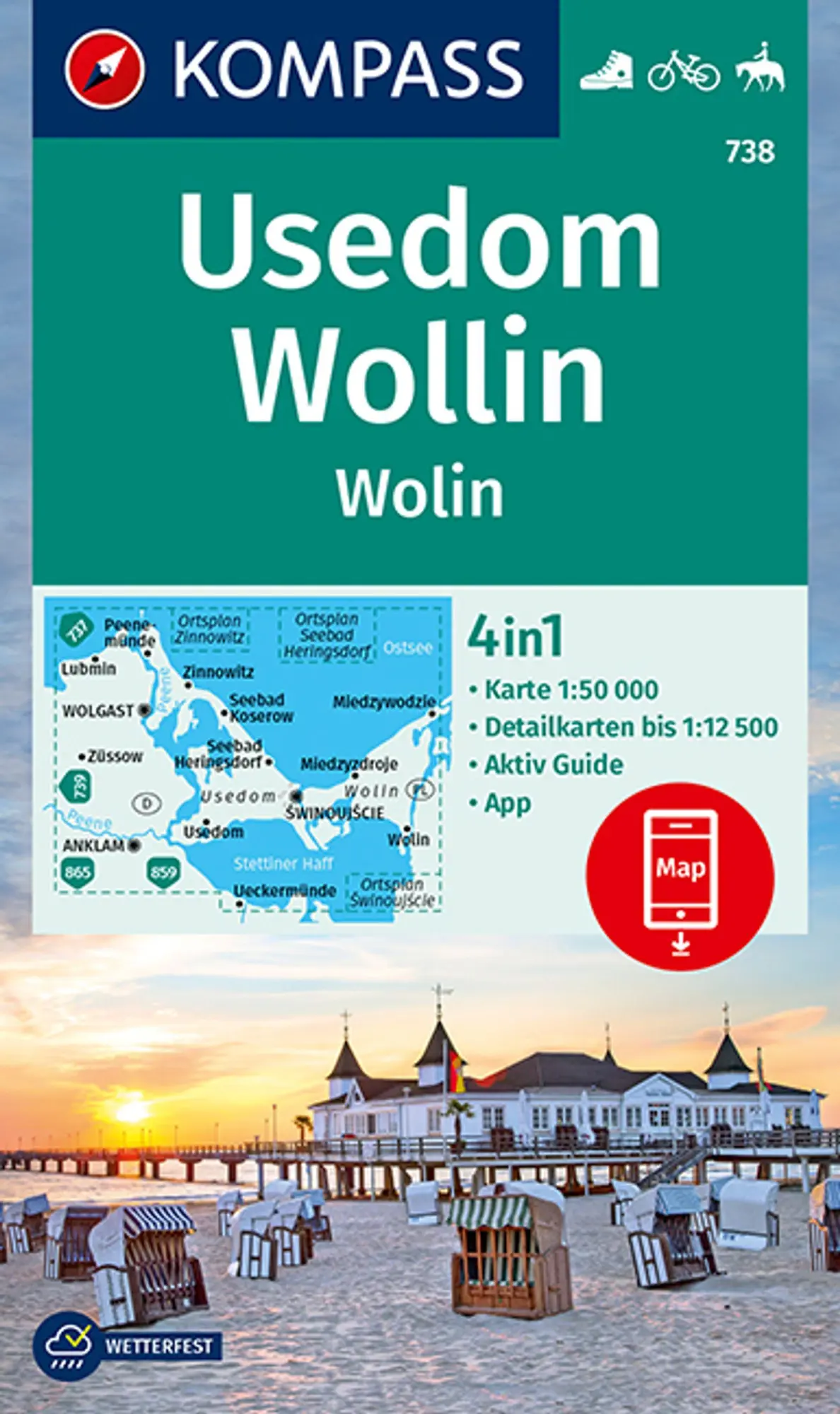 Cover: 9783990443200 | KOMPASS Wanderkarte 738 Insel Usedom - Insel Wollin/Wolin 1:50.000