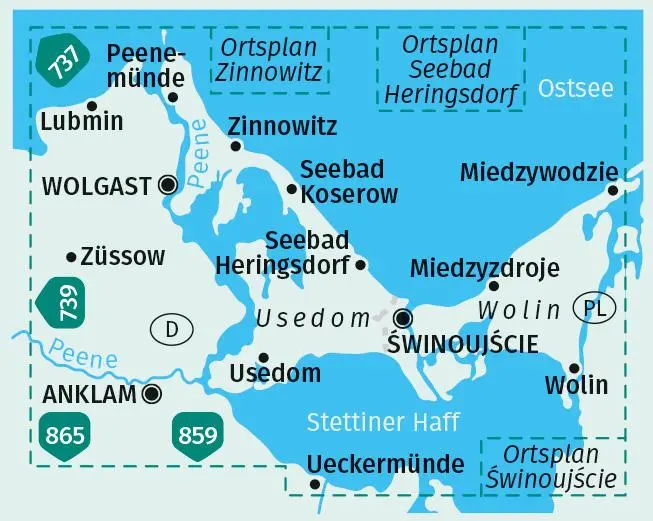 Bild: 9783990443200 | KOMPASS Wanderkarte 738 Insel Usedom - Insel Wollin/Wolin 1:50.000