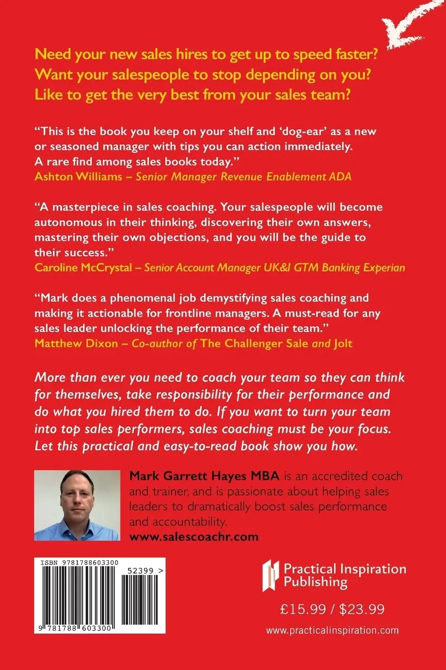 Rückseite: 9781788603300 | Sales Coaching Essentials | How to transform your sales team | Hayes