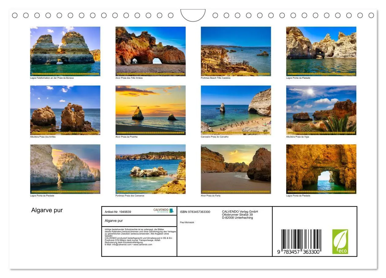 Bild: 9783457363300 | Algarve pur (Wandkalender 2026 DIN A4 quer), CALVENDO Monatskalender