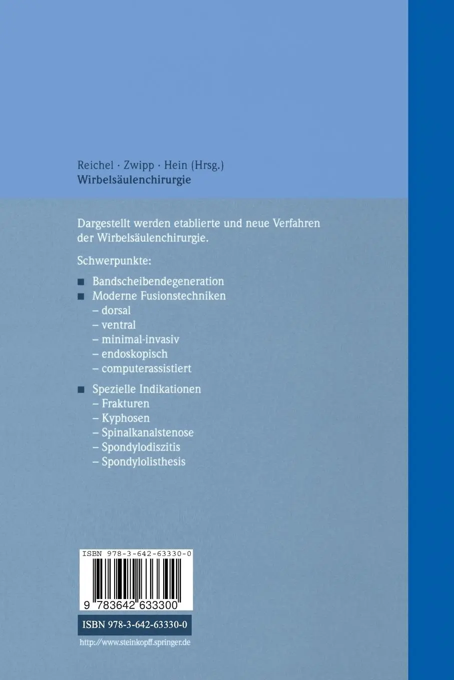 Rückseite: 9783642633300 | Wirbelsäulenchirurgie | Standortbestimmung und Trends | Taschenbuch