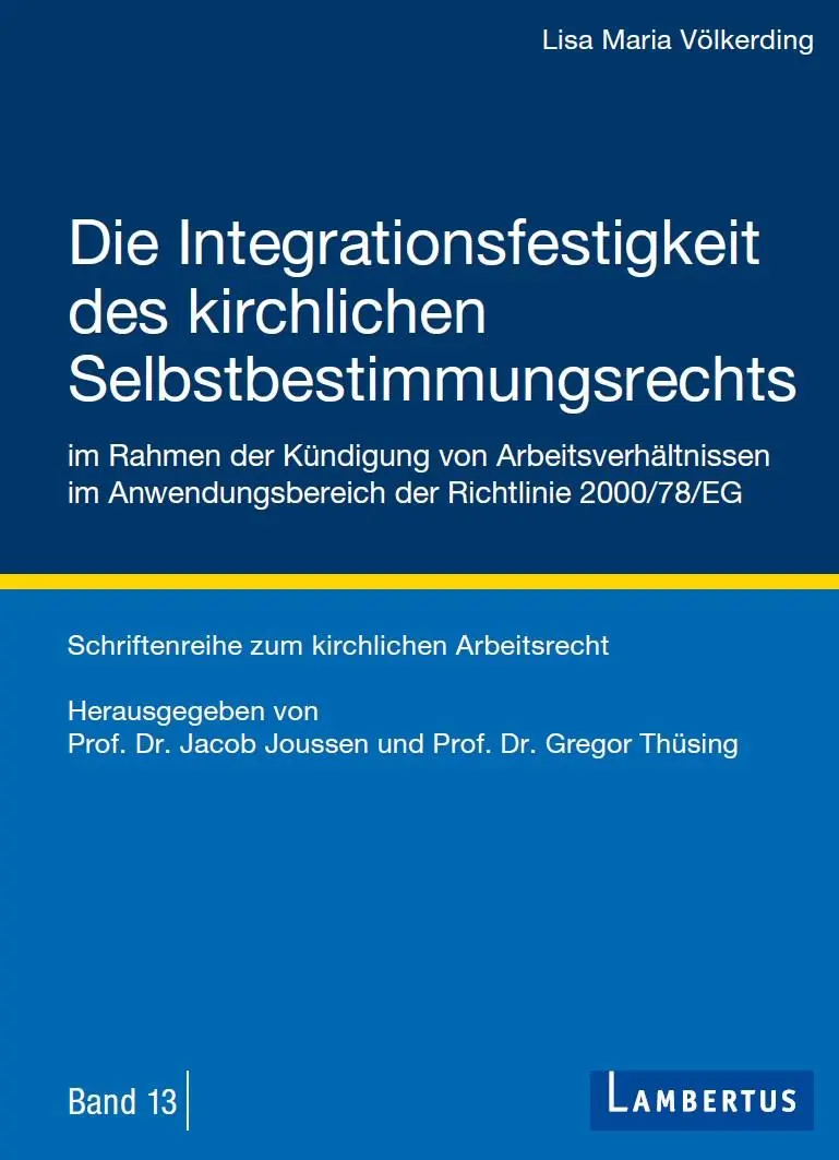 Cover: 9783784133300 | Die Integrationsfestigkeit des kirchlichen Selbstbestimmungsrechts...