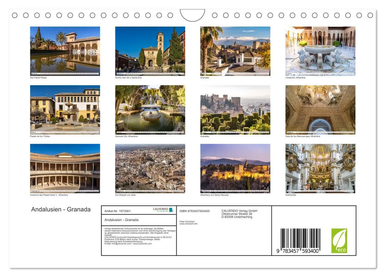 Bild: 9783457593400 | Andalusien - Granada (Wandkalender 2026 DIN A4 quer), CALVENDO...
