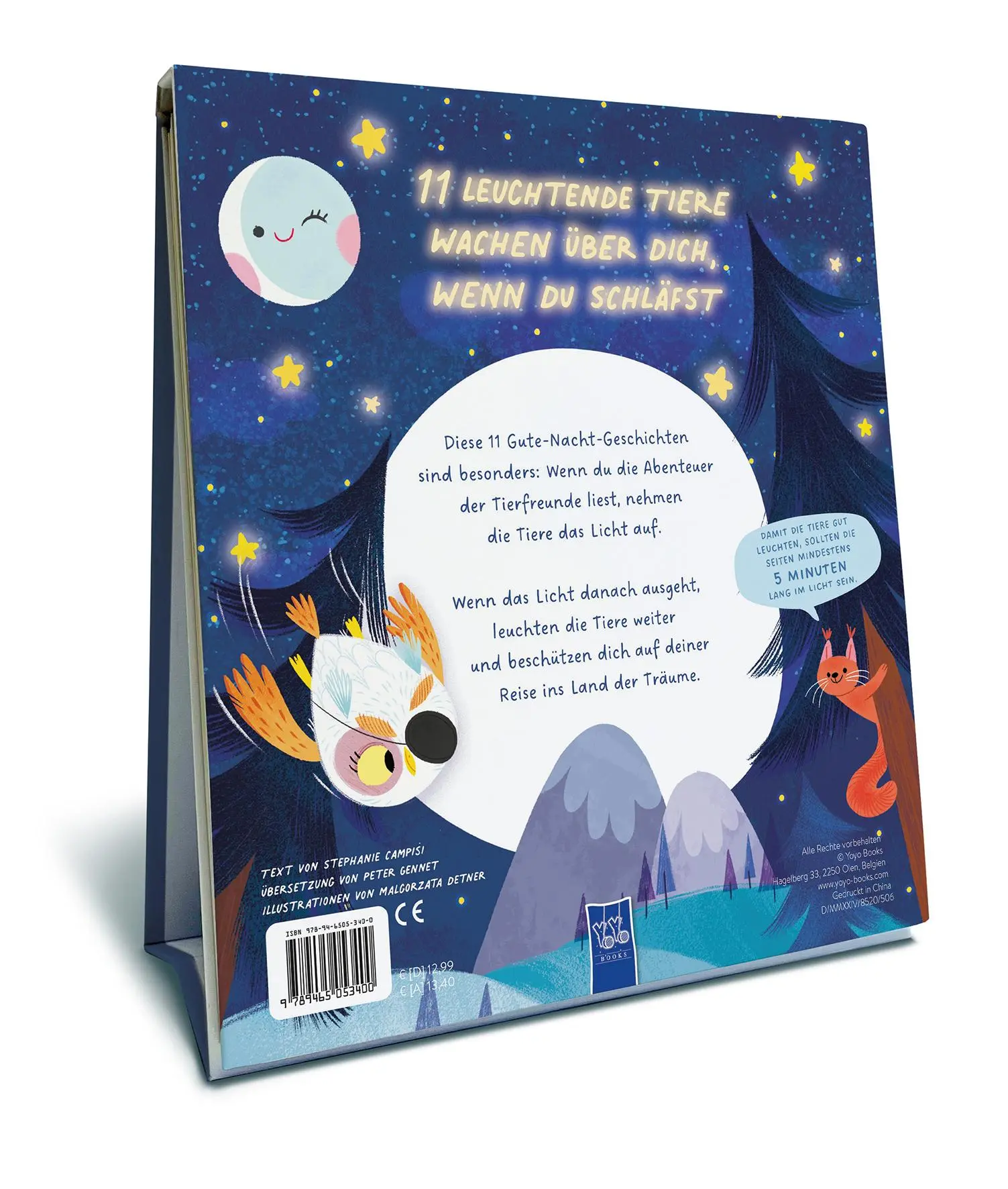Rückseite: 9789465053400 | Glow in the Dark - Meine Einschlaffreunde: Tierfreunde | Campisi